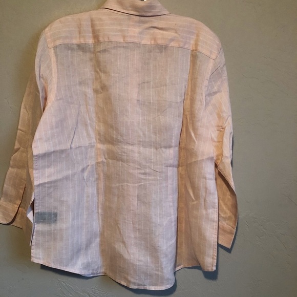 Lauren Ralph Lauren Pin Striped Button Down Linen Shirt - Picture 5 of 6
